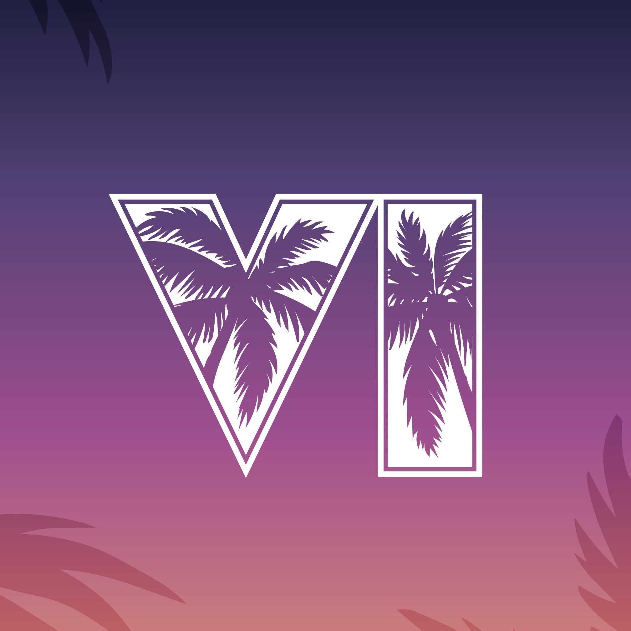 Монограмма GTA VI с пальмами на фиолетовом фоне из публикации о реакции Xbox
