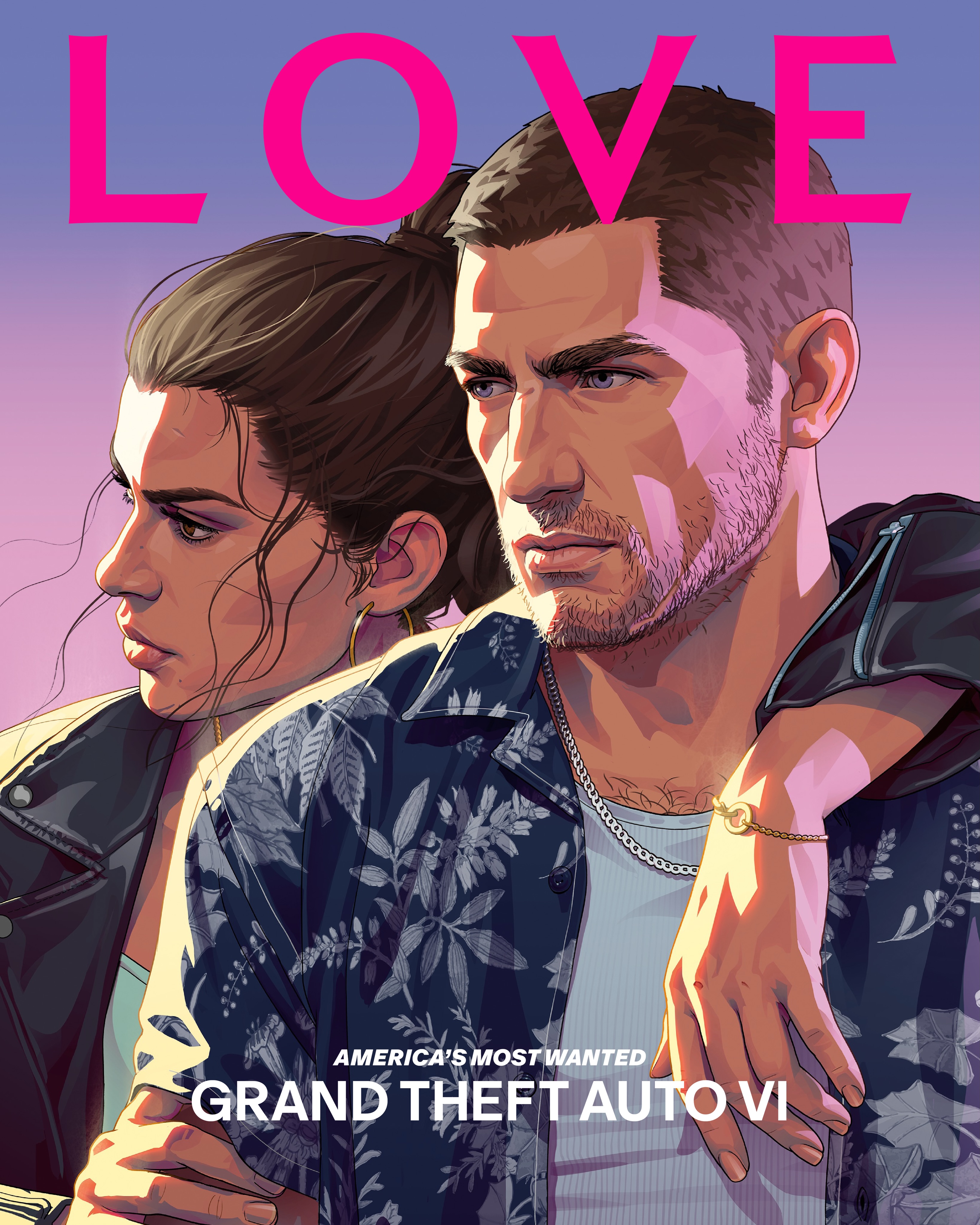 Обложка журнала LOVE с Лусией и Джейсоном, изображение Rockstar Games для LOVE