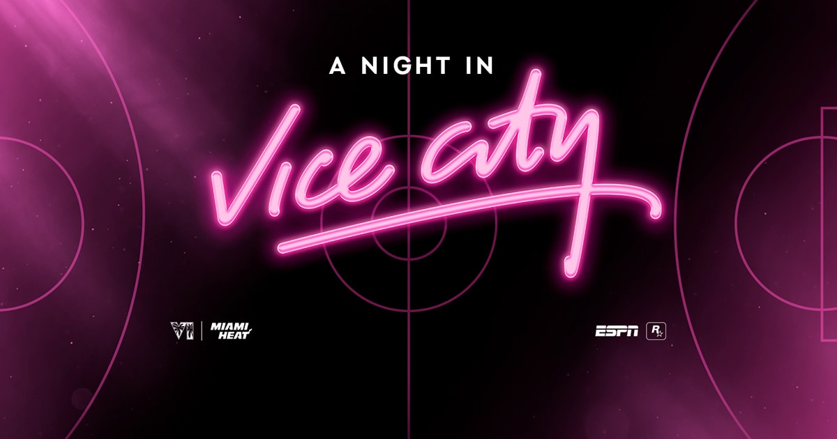 Промоизображение вечера A Night in Vice City от Miami Heat и Rockstar Games