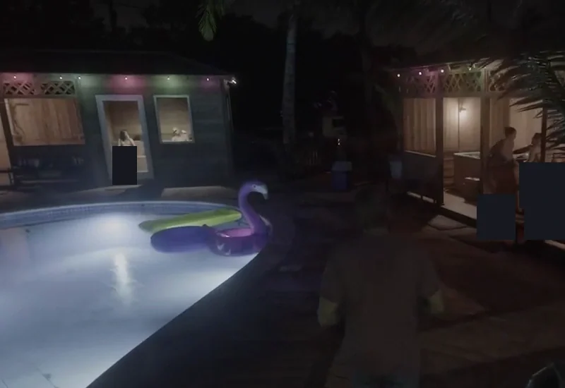 Общий вид бассейна, сауны и горячих ванн в GTA 6, нагота посетителей закрыта