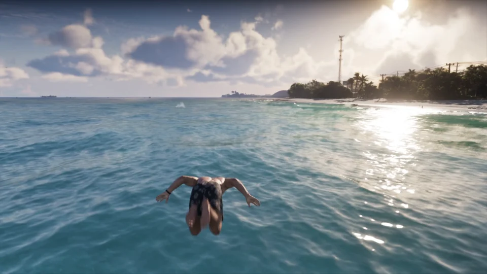 Джейсон прыгает с причала в море в GTA 6